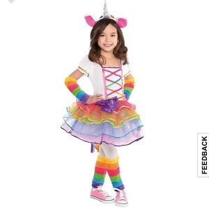 Toddler Girls Rainbow Unicorn Costume